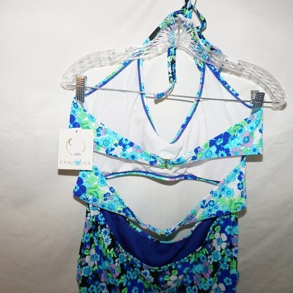 Cyn&Luca NWT One Piece Swimsuit All Over Floral Cutout Monokini Bathing Suit XXL - Picture 11 of 12